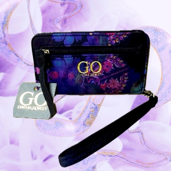 GO Cynthia Rowley Purple and Black Cosmic Clutch, Phone Case & Card Holder, NWT - Picture 1 of 4